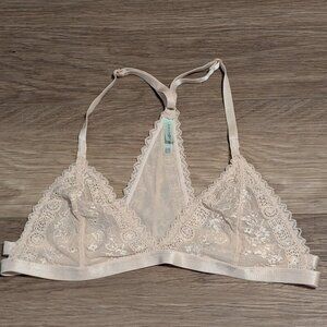 Anemone | Floral Lace Racerback Bralette Size M/L In Blush Pink